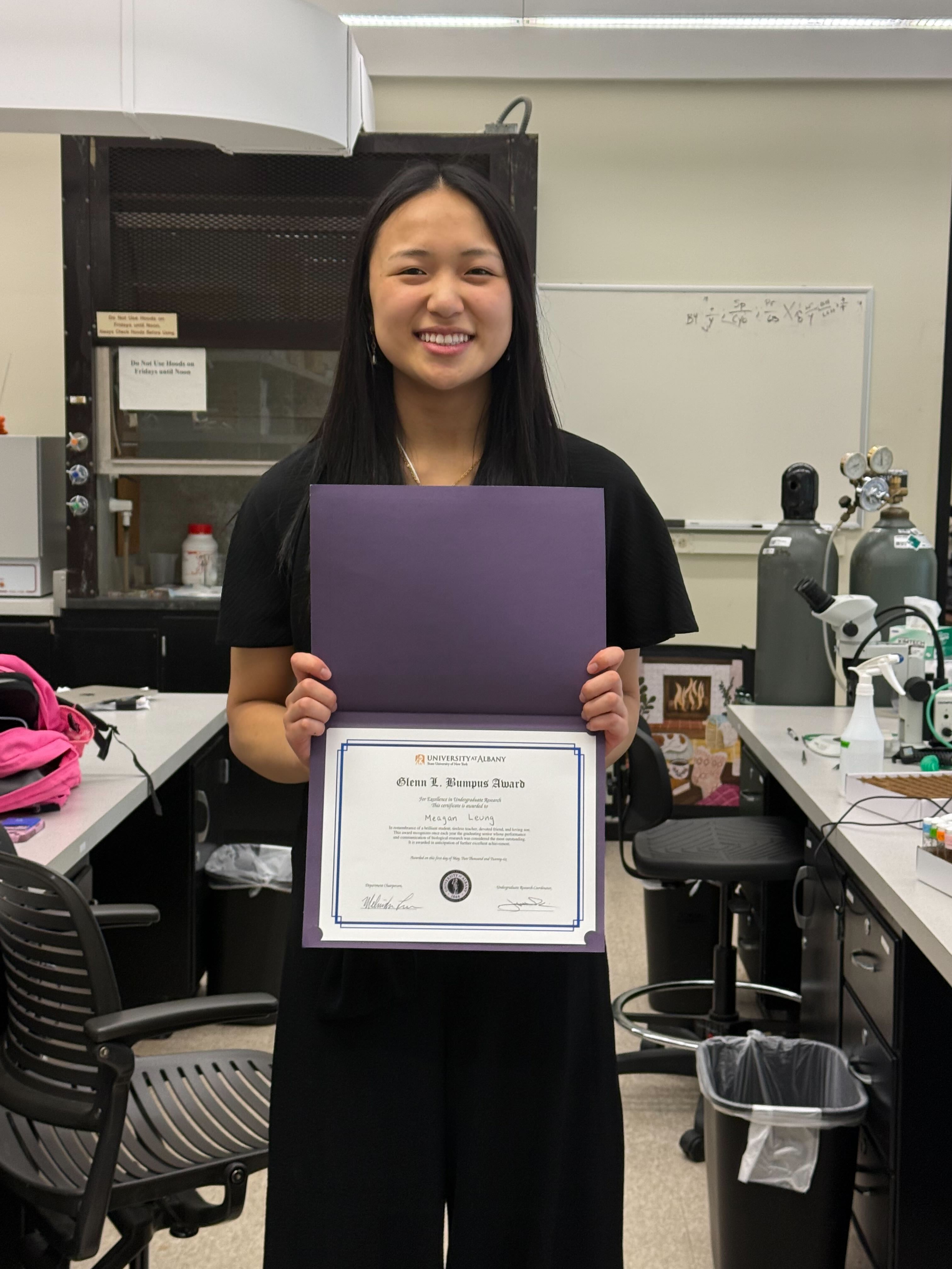 Meagan won the Glenn Bumpus Award for Excellence in Undergrad Research!