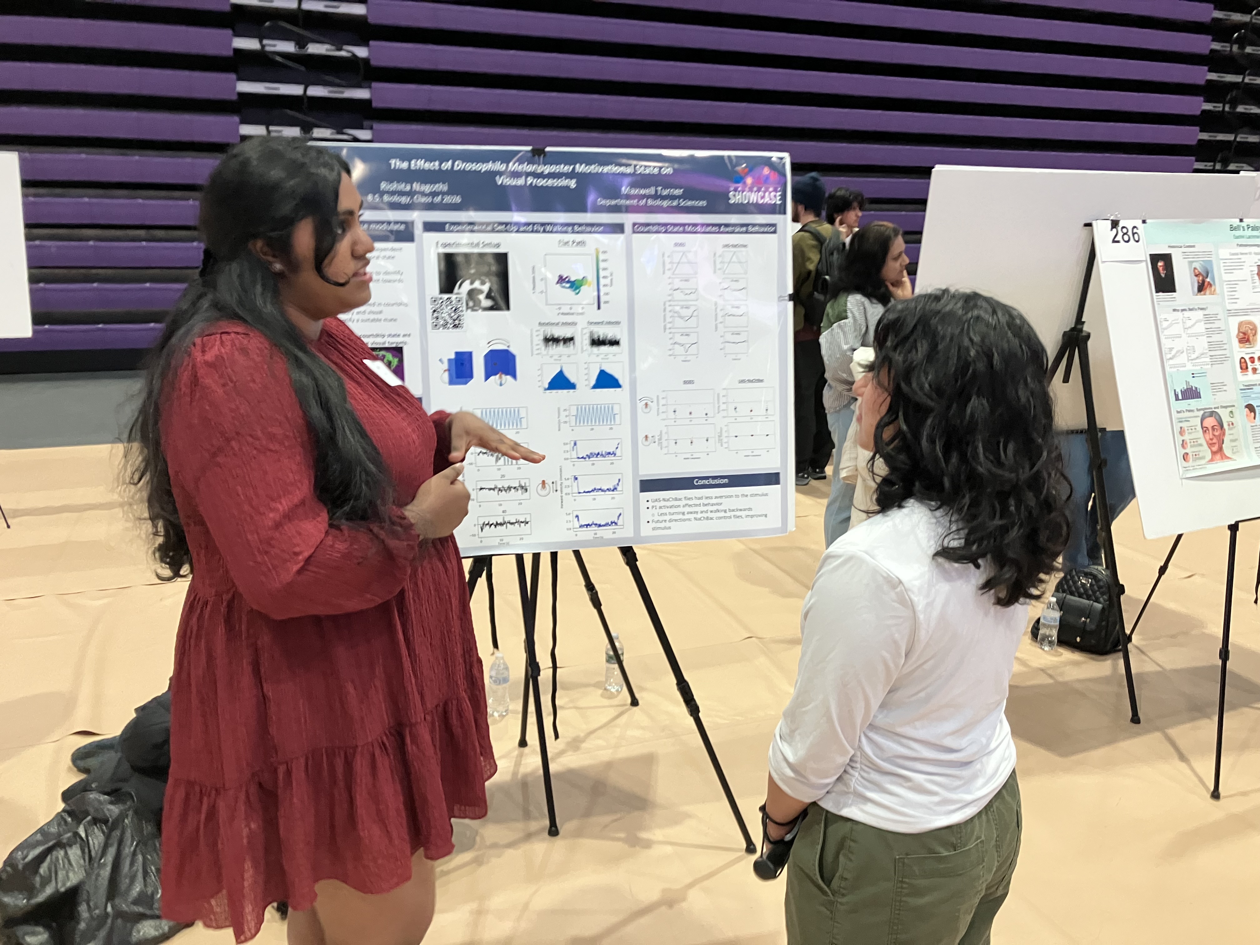 Rishita presenting her poster at showcase